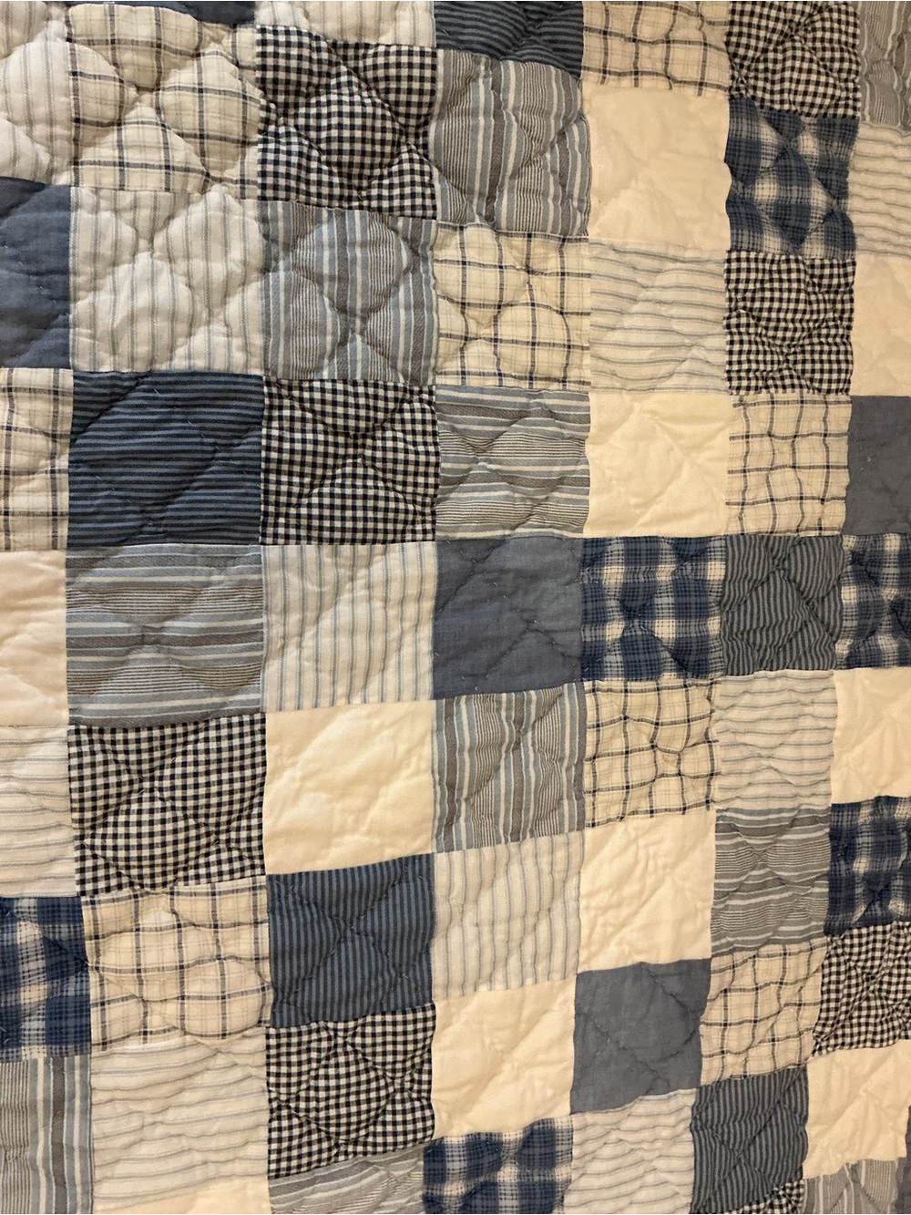 Vintage LLbean Blue Plaid Patchwork Bedspread - Picture 11 of 16